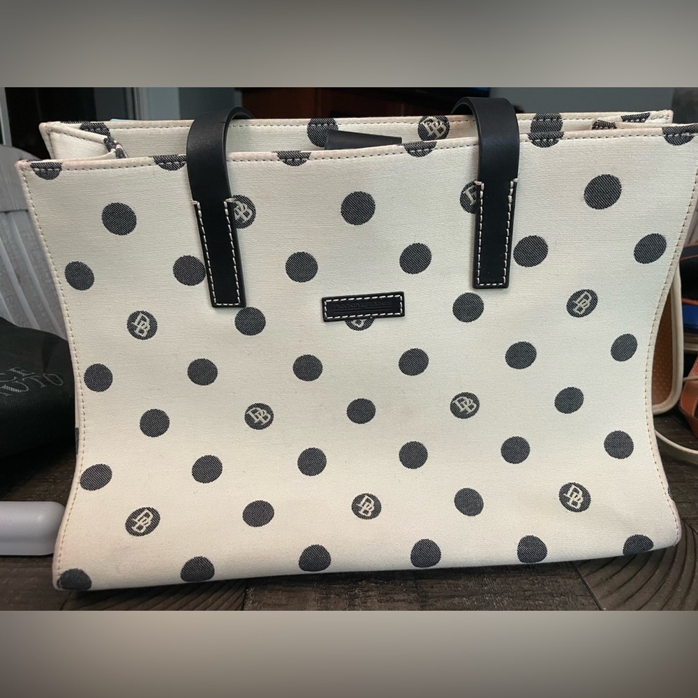 Dooney and Bourke B&W Polka Dot Purse Tote